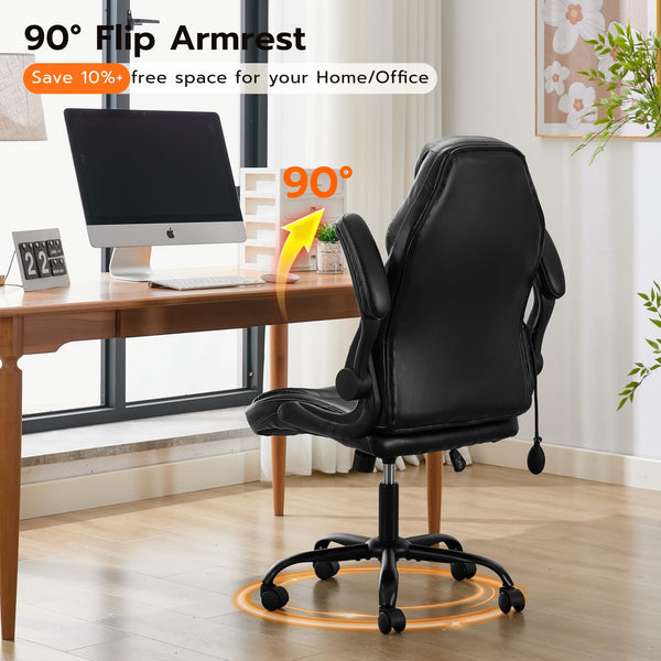Ergonomic Office Chair with Flip-Up Arms & Adjustable Lumbar Support