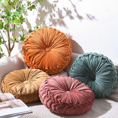 Round Velvet Pumpkin Throw Pillows Set of 4