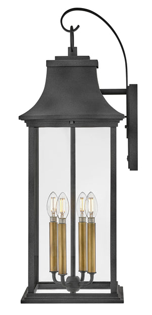 Four-Light Outdoor Wall Mount Lantern – Aluminum & Clear Glass