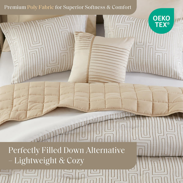 5-Piece Jacquard Comforter & Quilt Bedding Set – Queen, King, Cal King
