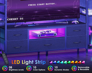 TV Stand with LED Lights, Power Outlets & 5 Fabric Drawers – 71" & 87"