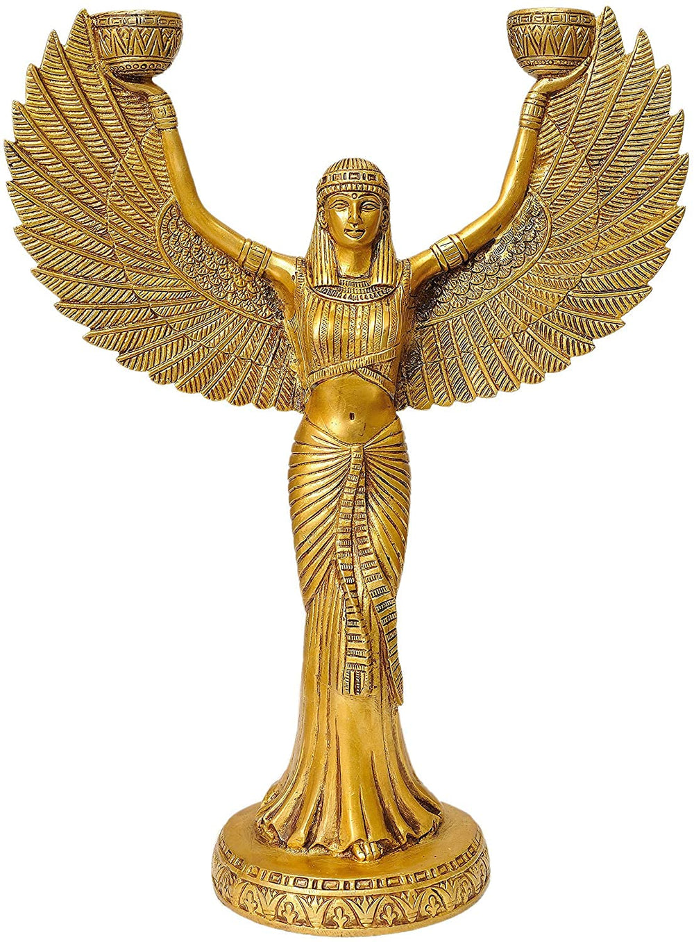 Brass Egyptian Goddess Isis Statue with Candle Holder