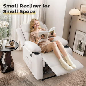Small Space Recliner Chair with Adjustable Backrest – Beige