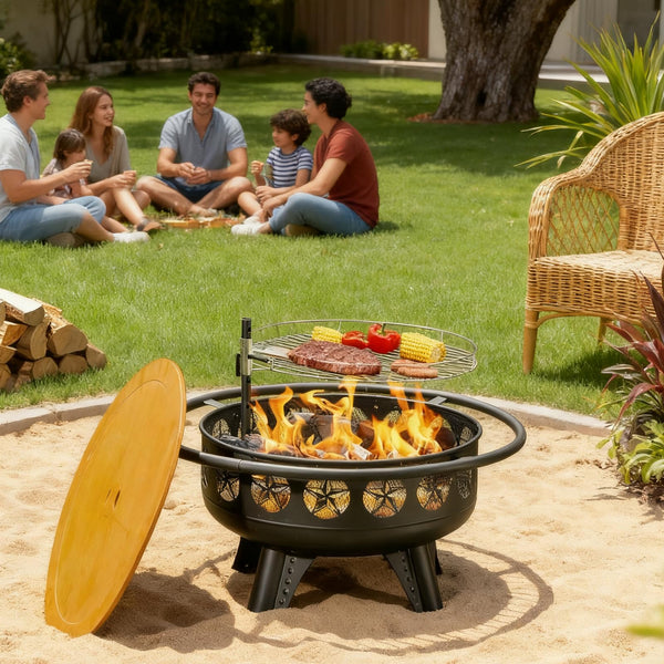 32-Inch Wood Burning Fire Pit with Swivel Cooking Grate