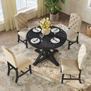 5-Piece Extendable Oval Dining Table Set with 4 Upholstered Chairs