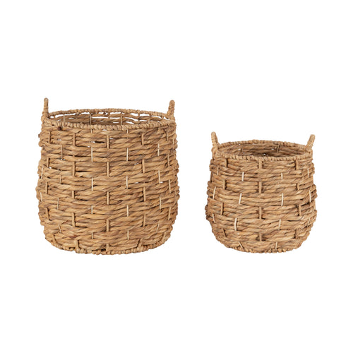 Round Woven Storage Basket Set of 2 – Natural Water Hyacinth