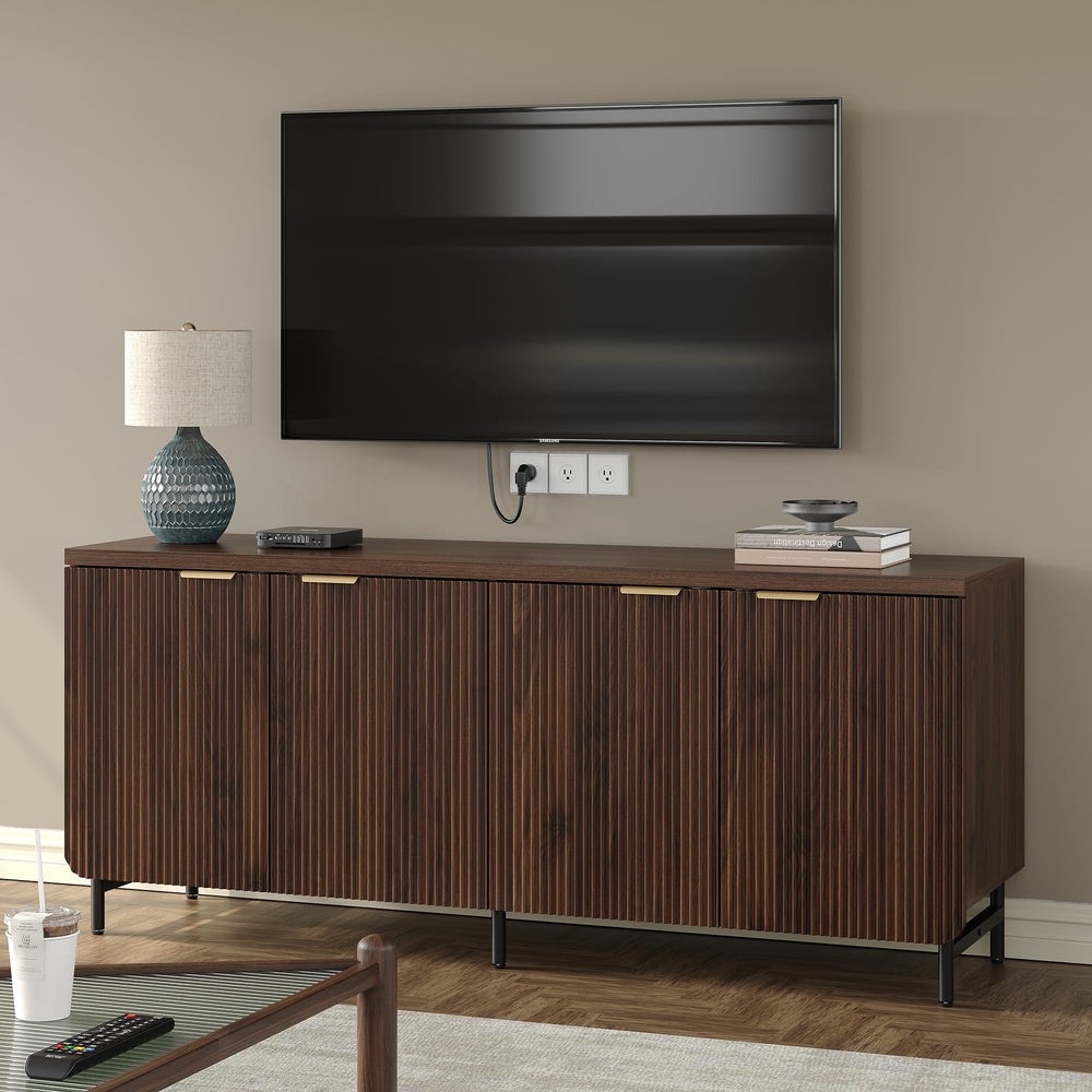 66.2" Fluted Buffet Cabinet with 4 Doors & Shelves