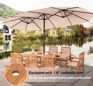 Extendable Acacia Wood Outdoor Dining Set with Cushioned Chairs