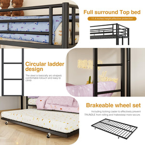 Metal Twin Over Twin Bunk Bed with Trundle
