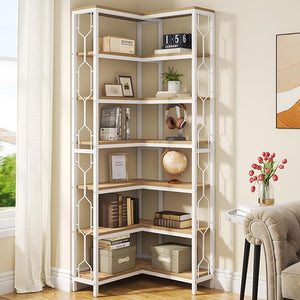 7-Tier Industrial Corner Bookshelf