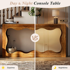 Farmhouse Console Table with LED Light