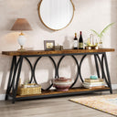 70.9" Industrial Console Table with 2-Tier Storage Shelf