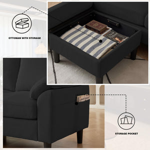4-Piece Corduroy Living Room Set – Sofa, Loveseat, Chair & Ottoman