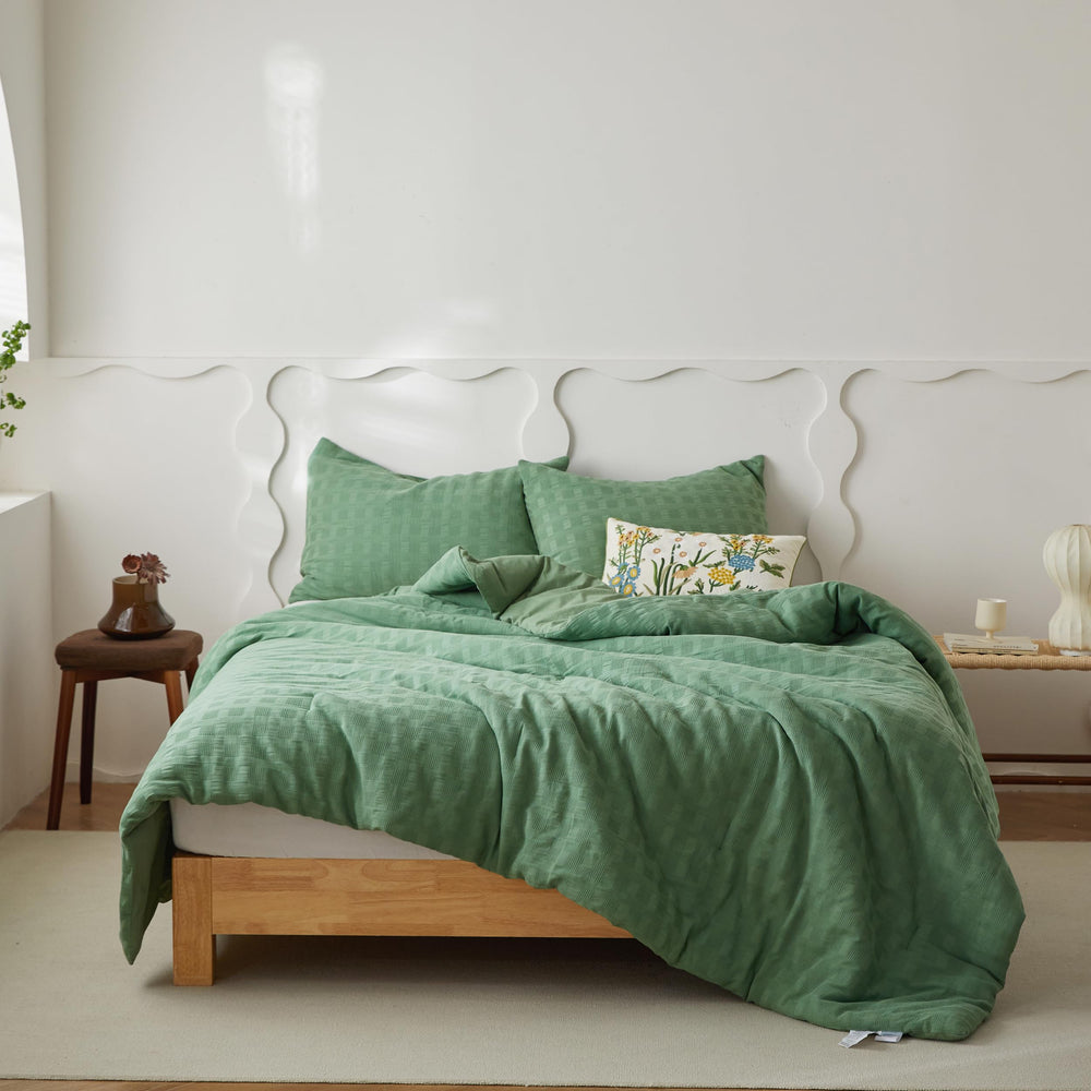 Cotton Waffle Weave Comforter Set – 3-Piece Bedding Set