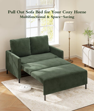 Corduroy Convertible Loveseat Sleeper Sofa Bed – 47" Pull-Out Couch