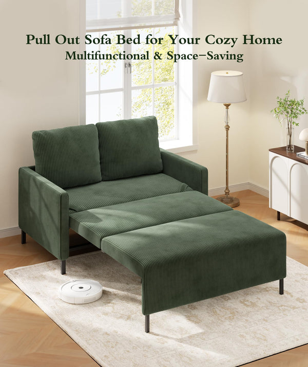 Corduroy Convertible Loveseat Sleeper Sofa Bed – 47" Pull-Out Couch