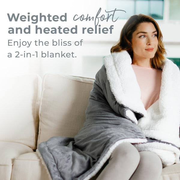 2-in-1 Heated Weighted Blanket with Sherpa & Micromink — 13 lbs, 50" x 60"