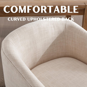 Linen Upholstered Dining Chairs with Solid Wood Legs & Curved Backrest