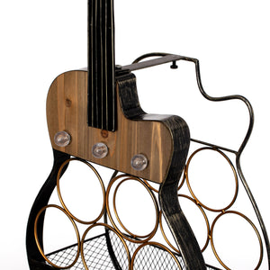 Guitar Shape 5-Bottle Wine Rack with LED Light & Cork Holder