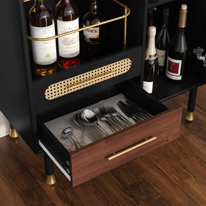 Modern Coffee Bar Cabinet with Wine Glass Rack