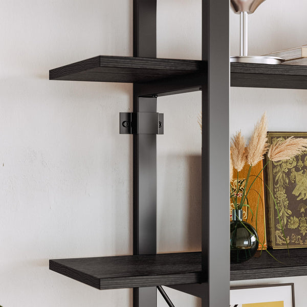 Triple Wide 5-Tier Open Bookshelf with Back Fence