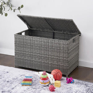 Handwoven Wicker Storage Trunk with Stay-Open Lid