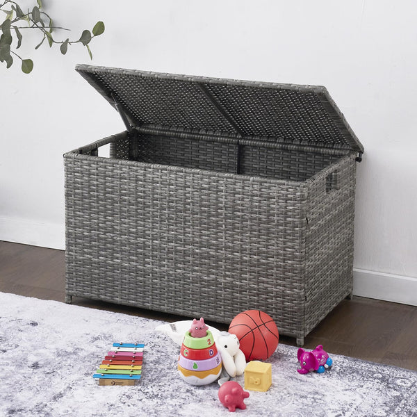 Handwoven Wicker Storage Trunk with Stay-Open Lid