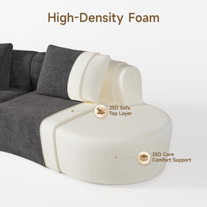 Modular Cloud Sectional Sofa – Curved Chenille, No Assembly