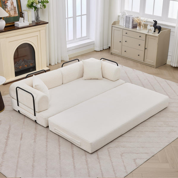 Convertible Sleeper Sofa Bed – Corduroy Folding Couch with Pillow
