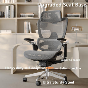 Ergonomic Mesh Office Chair with 3D Lumbar Support, 5D Armrests & 4D Headrest