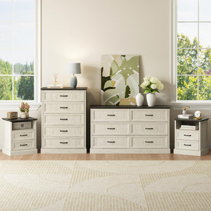 Farmhouse Dresser & Nightstand Set – 4 Piece Bedroom Set