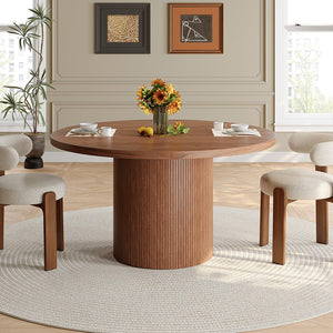 47-Inch Round Dining Table with Wood Strip Base
