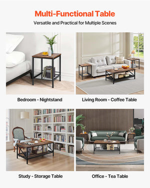 3-Piece Industrial Coffee & End Table Set
