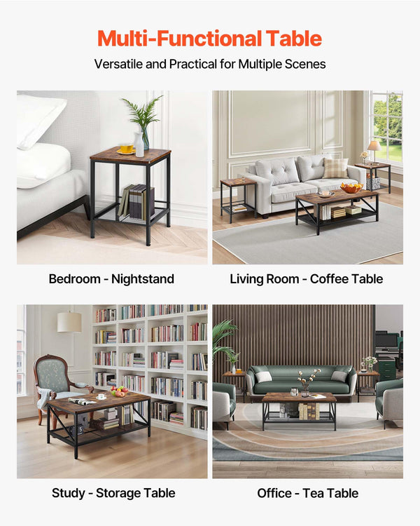 3-Piece Industrial Coffee & End Table Set
