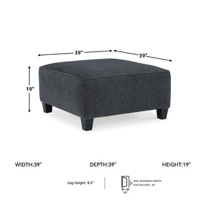 Oversized Square Accent Ottoman – Grey Chenille Upholstery