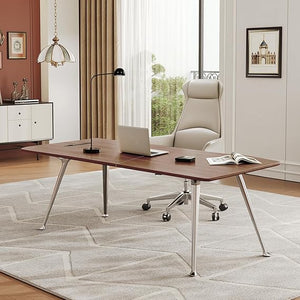 60-Inch Executive Desk with Chrome Legs & Built-In Power Outlet