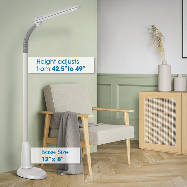 24W Gooseneck Craft Floor Lamp – Adjustable Daylight Reading Lamp