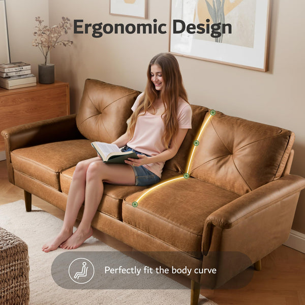3-Seater Faux Leather Sofa