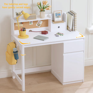 Kids Desk and Chair Set with Hutch and Storage