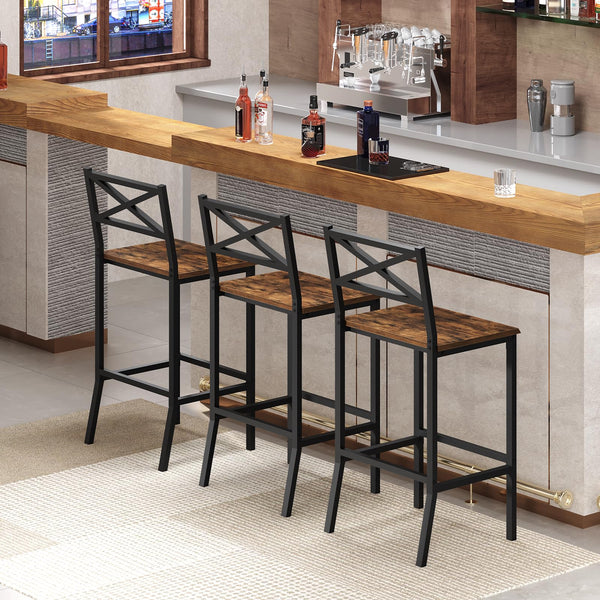 Counter Height Bar Stools Set of 2 with Backrest & Footrest – 26 Inch