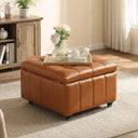 Square Storage Ottoman with Wheels & Faux Leather Lid