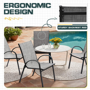 4-Pack Stackable Outdoor Patio Dining Chairs – Steel Frame & Textilene Fabric