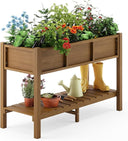 Raised Garden Bed with Storage Shelf and Tools