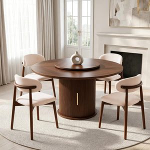 Round Dining Table Set with Storage & Turntable