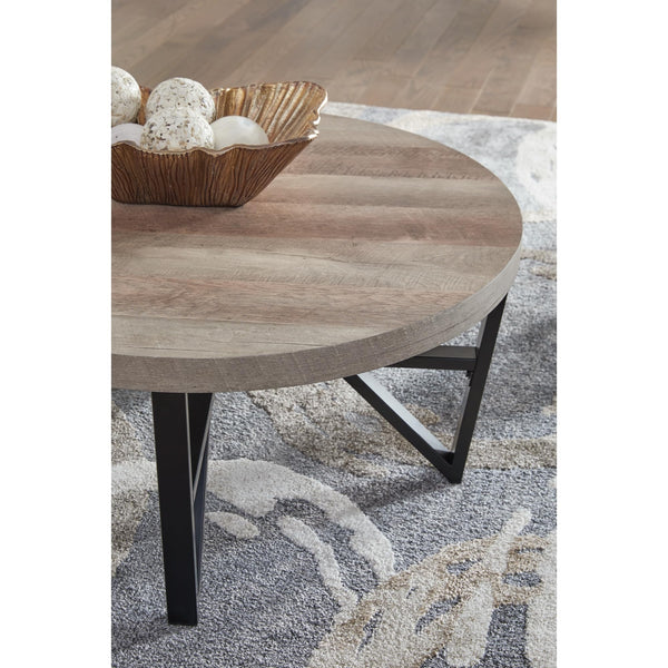 3-Piece Coffee Table & End Table Set – Light Brown & Black