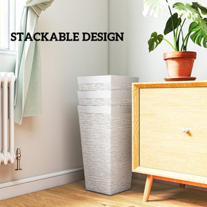 Tall Outdoor Planters Set of 3 with Wheels & Drainage