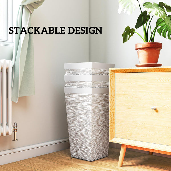 Tall Outdoor Planters Set of 3 with Wheels & Drainage