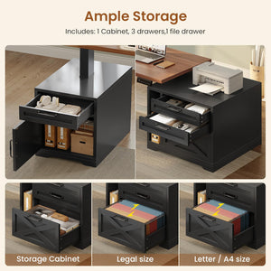 L-Shaped Electric Standing Desk with Drawers & Storage