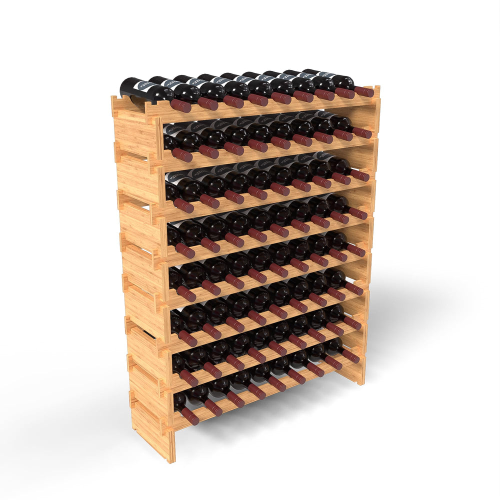 72-Bottle Bamboo Stackable Freestanding Wine Rack