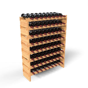 72-Bottle Bamboo Stackable Freestanding Wine Rack